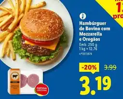 Lidl Portugal - hamburguer de bovino com mozzarella e oregasos promoção