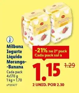 Lidl Saborosa - milbona iogurte liquido morango-banana promoção