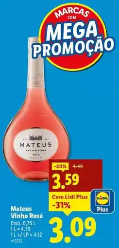 Lidl Mateus - vinho rosé promoção
