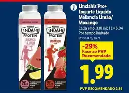 Lidl Nestle - lindahls pro+ iogurte liquido melancia limao/ morango promoção