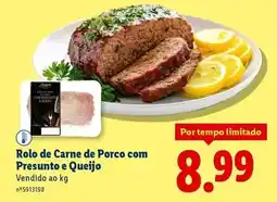 com - rolo de carne de porco com presunto e queijo