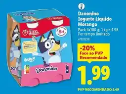 Lidl Danone - danonino iogurte liquido morango promoção