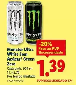 Lidl Monster - ultra white sem açúcar/ green zero promoção