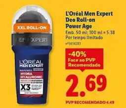 Lidl L'oréal - men expert deo roll-on power age promoção