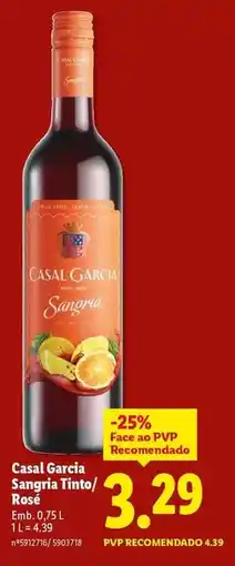 Lidl Casal garcia - sangria tinto rose promoção