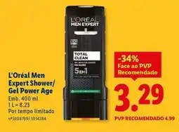 Lidl L'oréal - men expert shower/ gel power age promoção