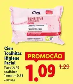 Lidl Cien - toalhitas higiene facial promoção