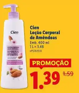 Lidl Cien - loção corporal de amêndoas promoção
