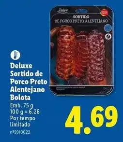 Lidl Deluxe - sortido de porco preto alentejano bolota promoção