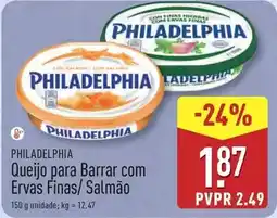 ALDI Philadelphia - queijo para barrar com ervas finas/ salmão promoção