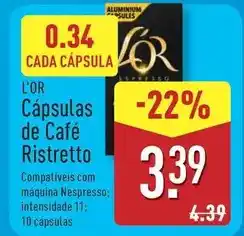 ALDI L'or - capsulas de cafe ristretto promoção