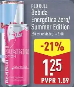 ALDI Red bull - bebida energética zero/ summer edition promoção