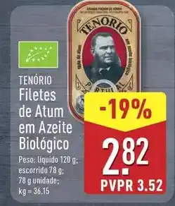 ALDI Tenorio - filetes de atum em azeite biologico promoção