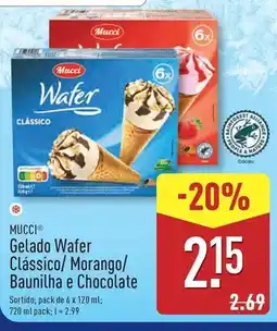 ALDI Mucci - gelado wafer classico/ morango/ baunilha e chocolate promoção