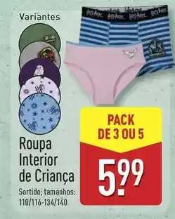 ALDI Roupa interior de criança promoção