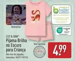 ALDI Cat - pijama brilha no escuro para crianca promoção