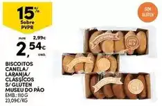 Continente Museu do pão - biscoitos canela/laranja/classicos/gluten promoção