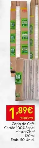 Recheio Masterchef - copo de cafe cartoa 100%papel promoção