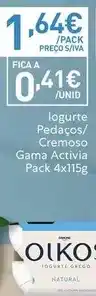 Recheio Danone - logurte pedacos/ cremoso gama activia promoção