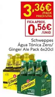 Recheio Schweppes - agua tónica zero/ ginger ale promoção