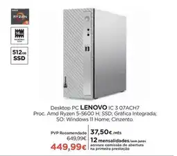 El Corte Inglés Lenovo - desktop pc ic 3 07ach7 promoção