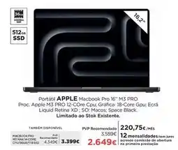 El Corte Inglés Apple - portátil macbook pro 16 m3 pro promoção
