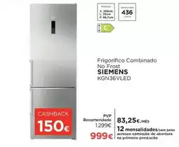 El Corte Inglés Siemens - frigorífico combinado no frost kgn36vled promoção