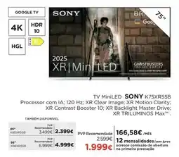 El Corte Inglés Sony - tv miniled k75xr55b promoção