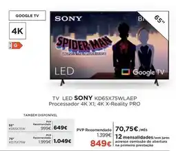 El Corte Inglés Sony - tv led kd-65x75wl promoção