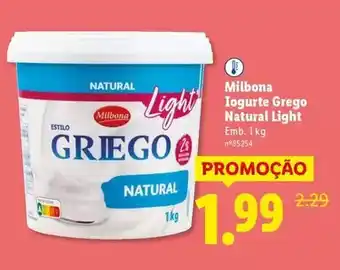 Lidl Milbona - iogurte grego natural light promoção
