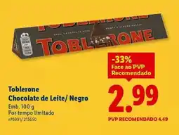 Lidl Toblerone - chocolate de leite/negro promoção