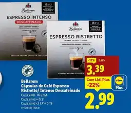 Lidl Bellarom - capsulas de cafe espresso ristretto/intenso descafeinado promoção
