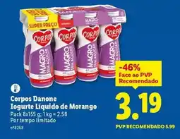 Lidl Danone - corpos iogurte liquido de morango promoção