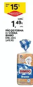 Continente Bimbo - pao de forma c/ codea promoção