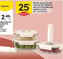 Continente Selecção de enófilos - caixas de vidro c/ vácuo e bomba da marca kasa promoção