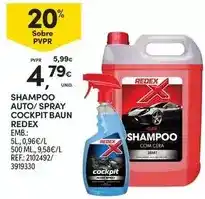 Continente Redex - shampoo auto/ spray cockpit baun promoção