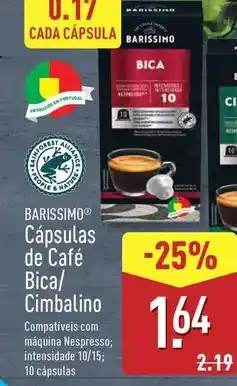 ALDI Barissimo - capsulas de cafe bica/cimbalino promoção