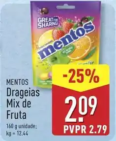 ALDI Mentos - drageias mix de fruta promoção