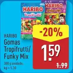 ALDI Haribo - gomas tropifrutti/funky mix promoção