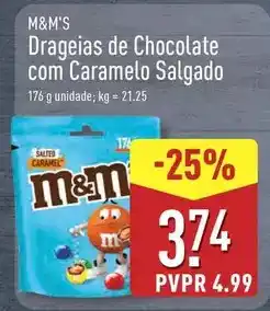 ALDI M&m's - drageias de chocolate com caramelo salgado promoção