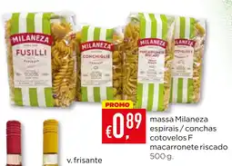 Bolama massa Milaneza espirais/conchas cotovelos F macarronete riscado promoção
