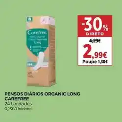 El Corte Inglés Carefree - pensos diários organic long promoção