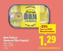 Lidl Bom petisco - atum em oleo vegetal promoção