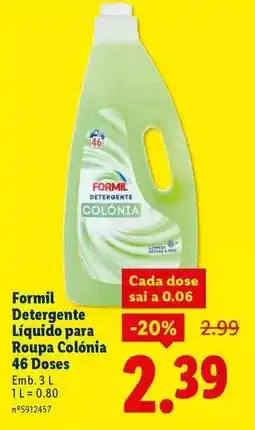 Lidl Formil - detergente líquido para roupa colonia promoção
