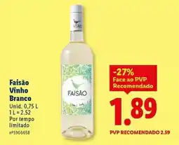 Lidl Faisão - vinho branco promoção