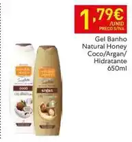 Recheio Natural honey - gel banho coco/argan/ hidratante promoção