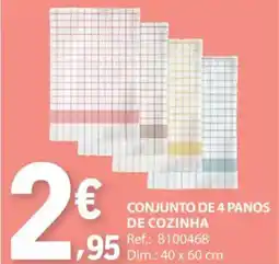 E.Leclerc Conjunto de 4 panos de cozinha promoção