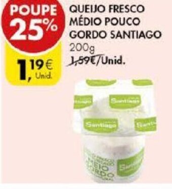 Pingo Doce Queijo Fresco Médio Pouco Gordo Santiago 200g promoção