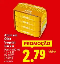 Lidl Atum em Óleo Vegetal Pack 4 promoção