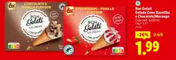 Lidl Bon Gelati Gelado Cone Baunilha e Chocolate/Morango promoção